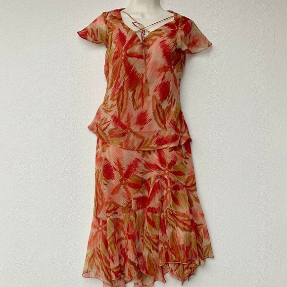 Sangria Women Set Size 6 Brown‎ Burgundy V Neck Cap - Picture 1 of 9